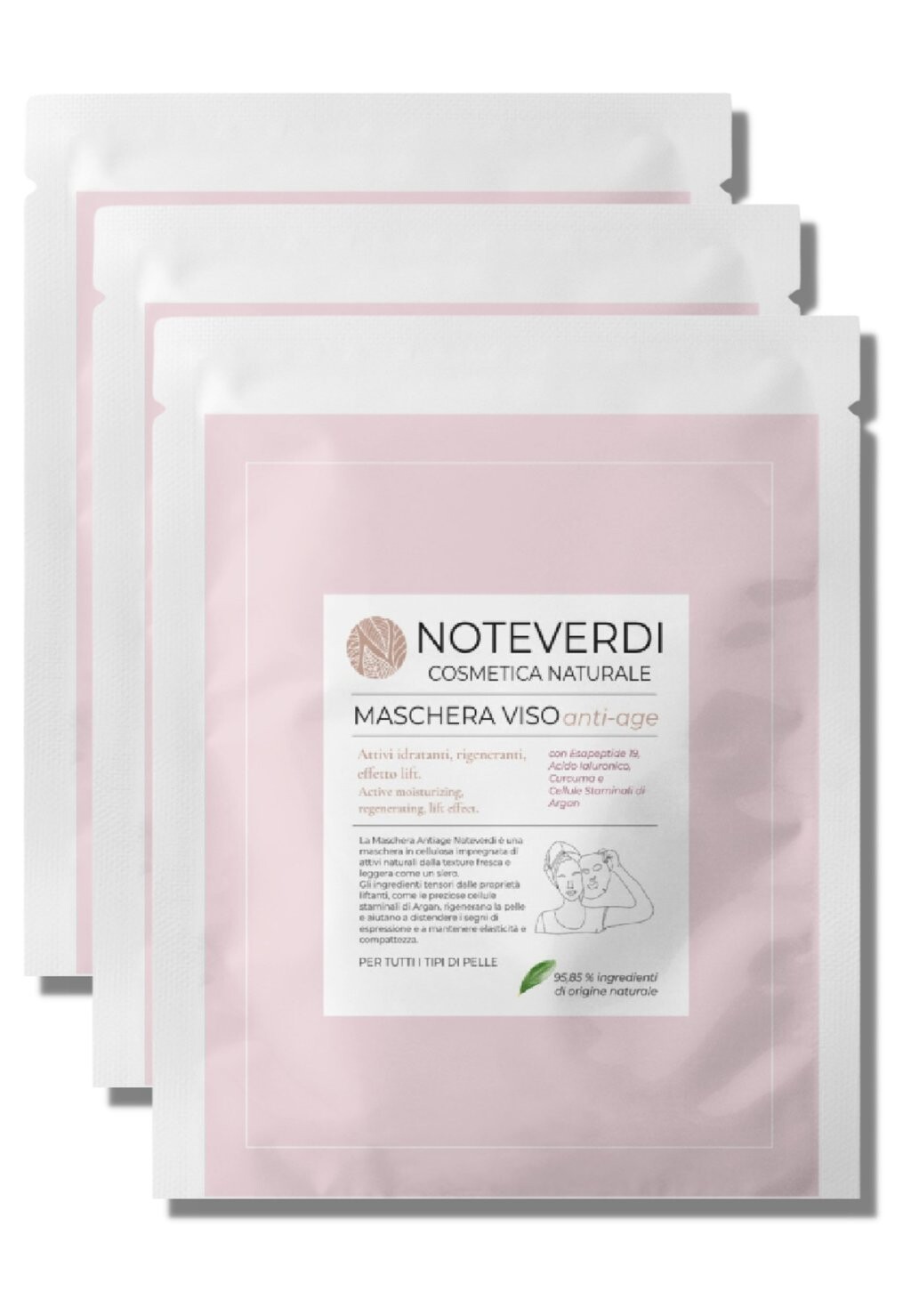 

Маска для лица Set Peptides Antiage Masks X 3 NOTEVERDI COSMETICA NATURALE, белый