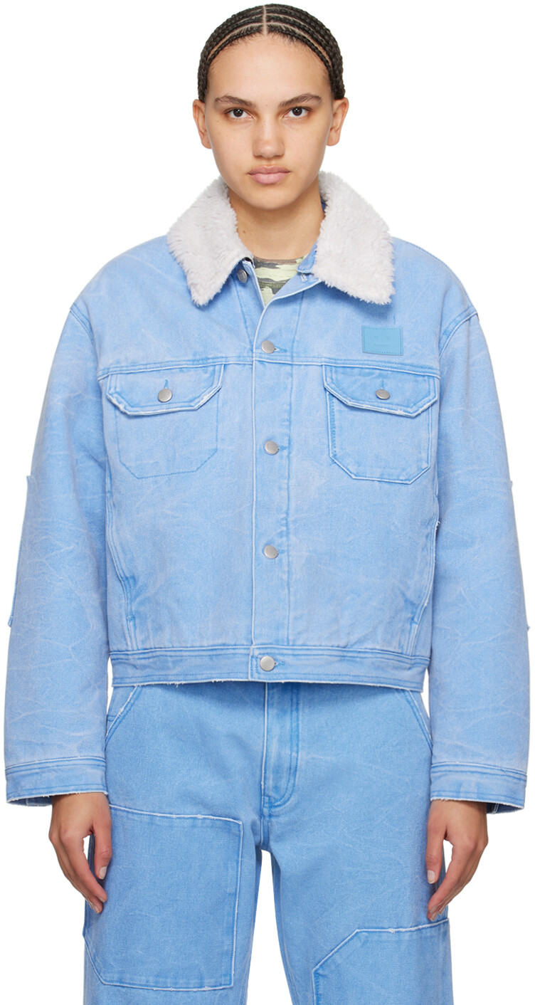 

Синяя стеганая куртка Acne Studios, цвет Powder blue