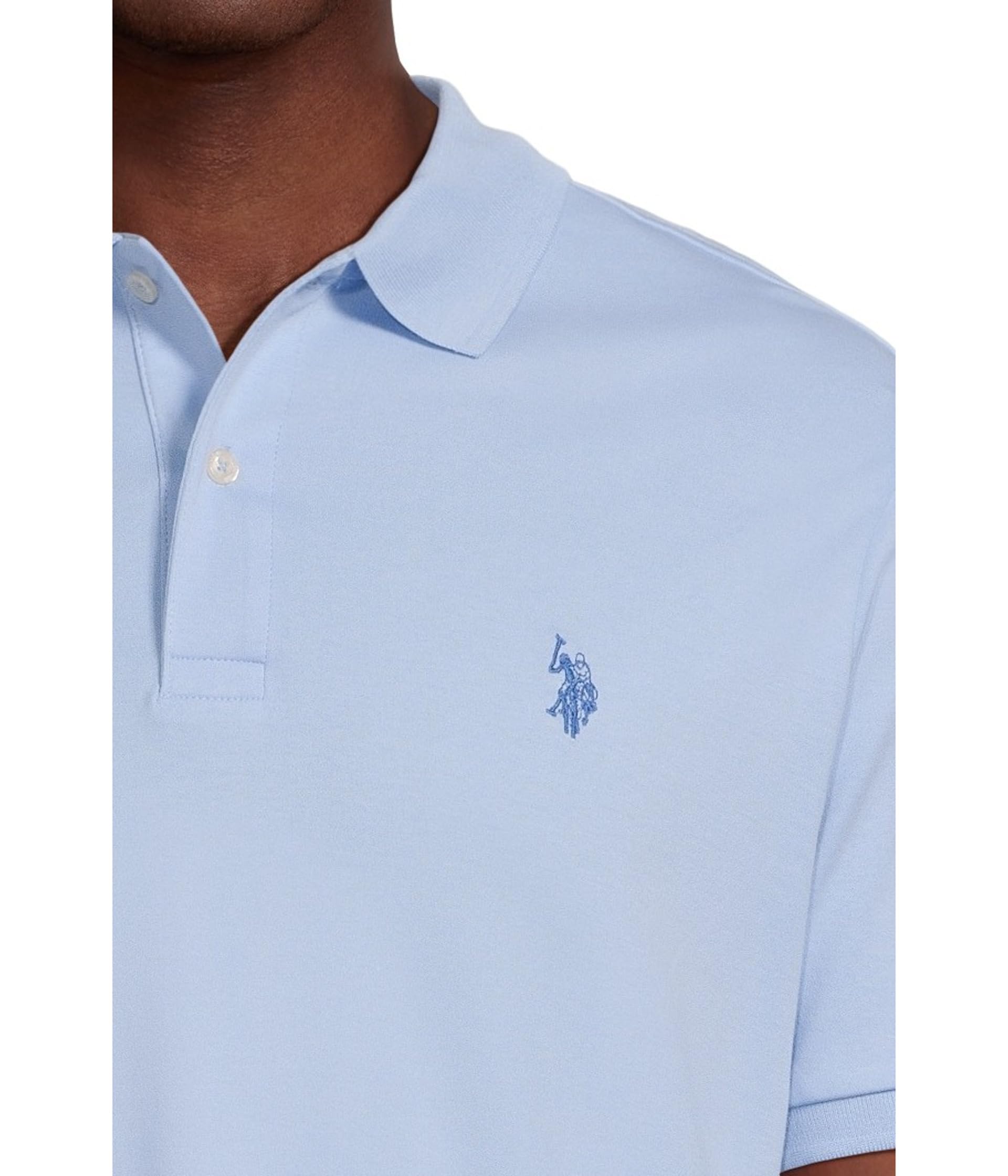 Поло U.S. POLO ASSN. Solid Interlock Polo, синий оксфорд — фото 4
