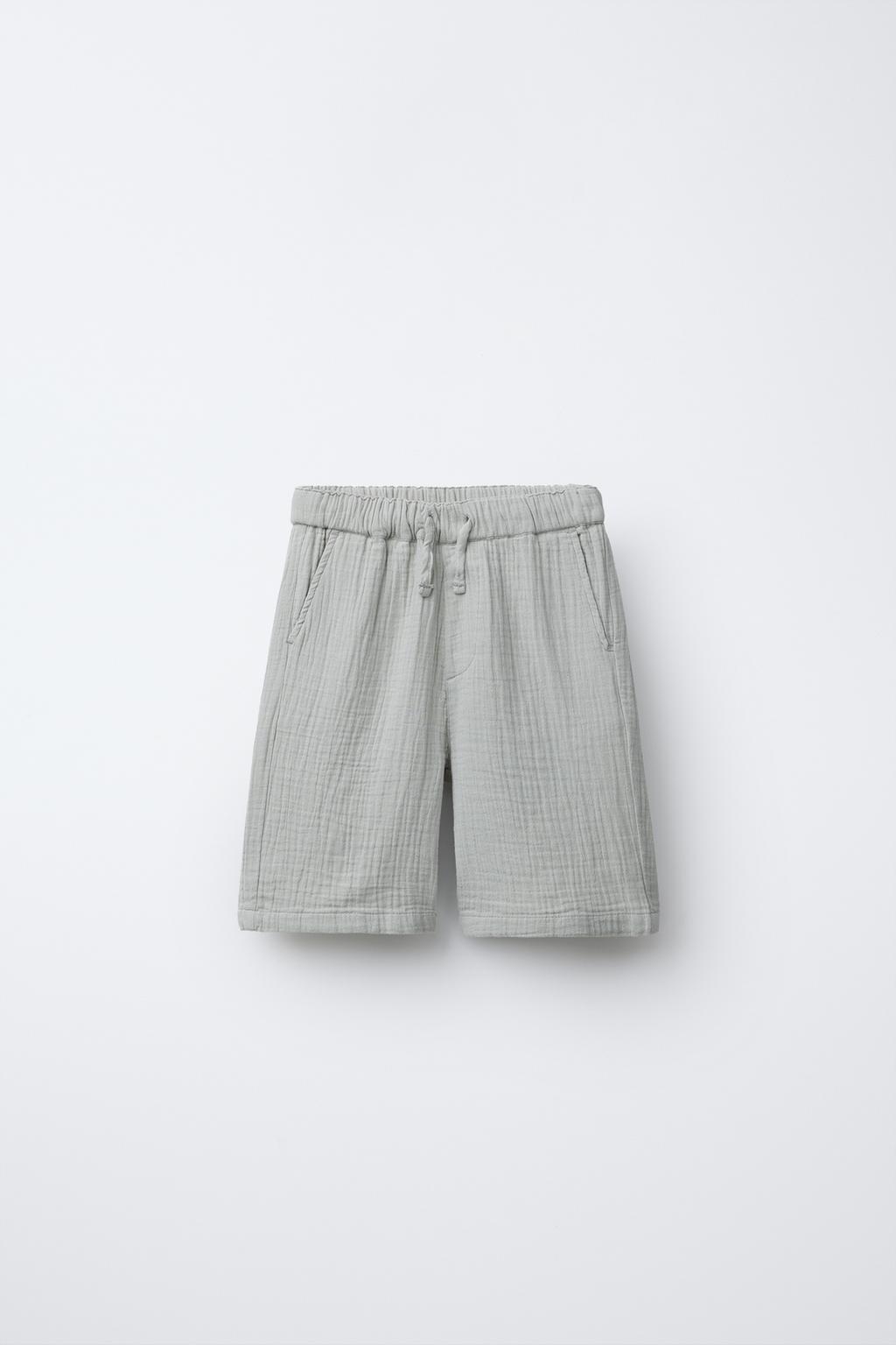 

Текстурированные простые шорты-бермуды ZARA, цвет Pearl grey