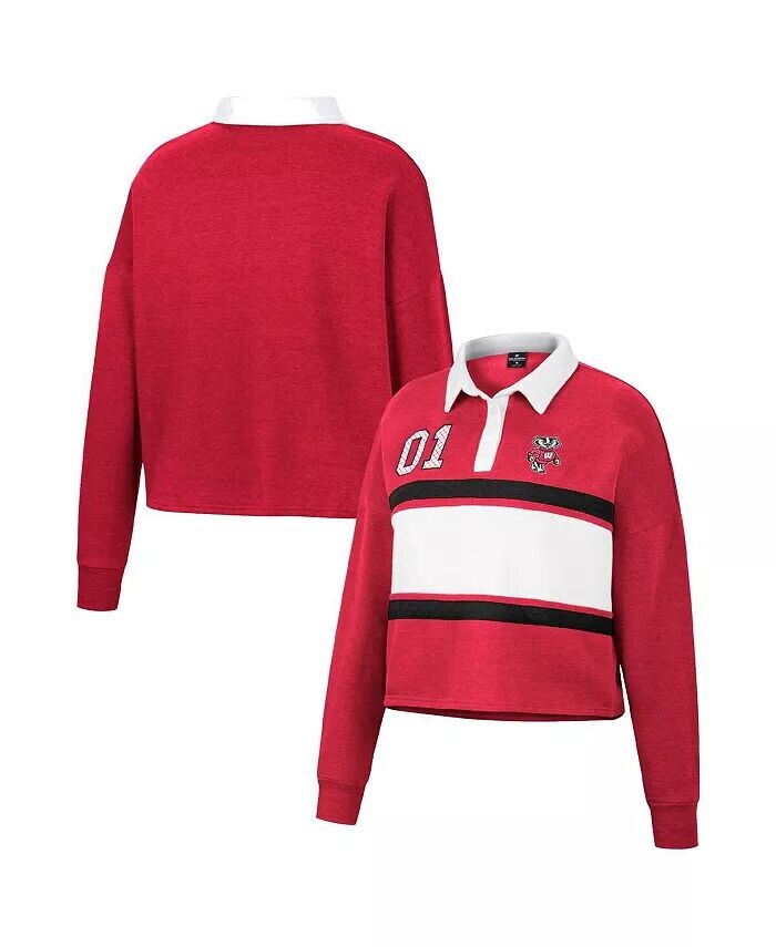 

Женская рубашка по регби с длинным рукавом Heather Red Wisconsin Badgers I Love My Job Colosseum
