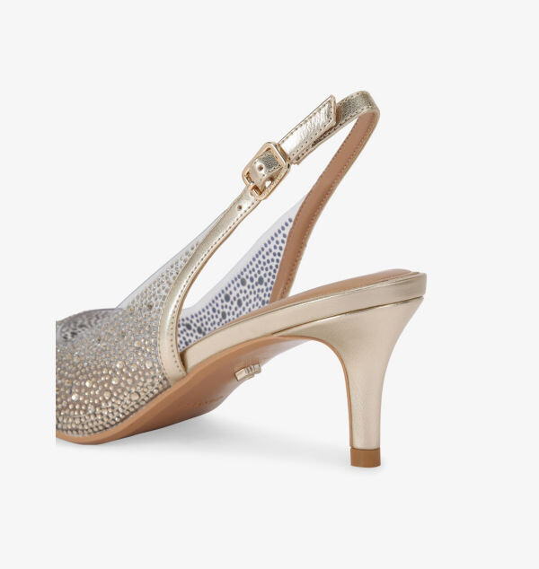 Виниловые туфли-лодочки Lovebird с открытой пяткой, украшенные стразами Carvela, золотой — фото 3