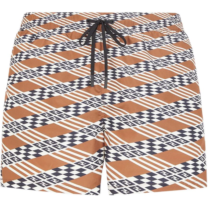 

Шорты для плавания с принтом и шнурком FENDI, коричневый