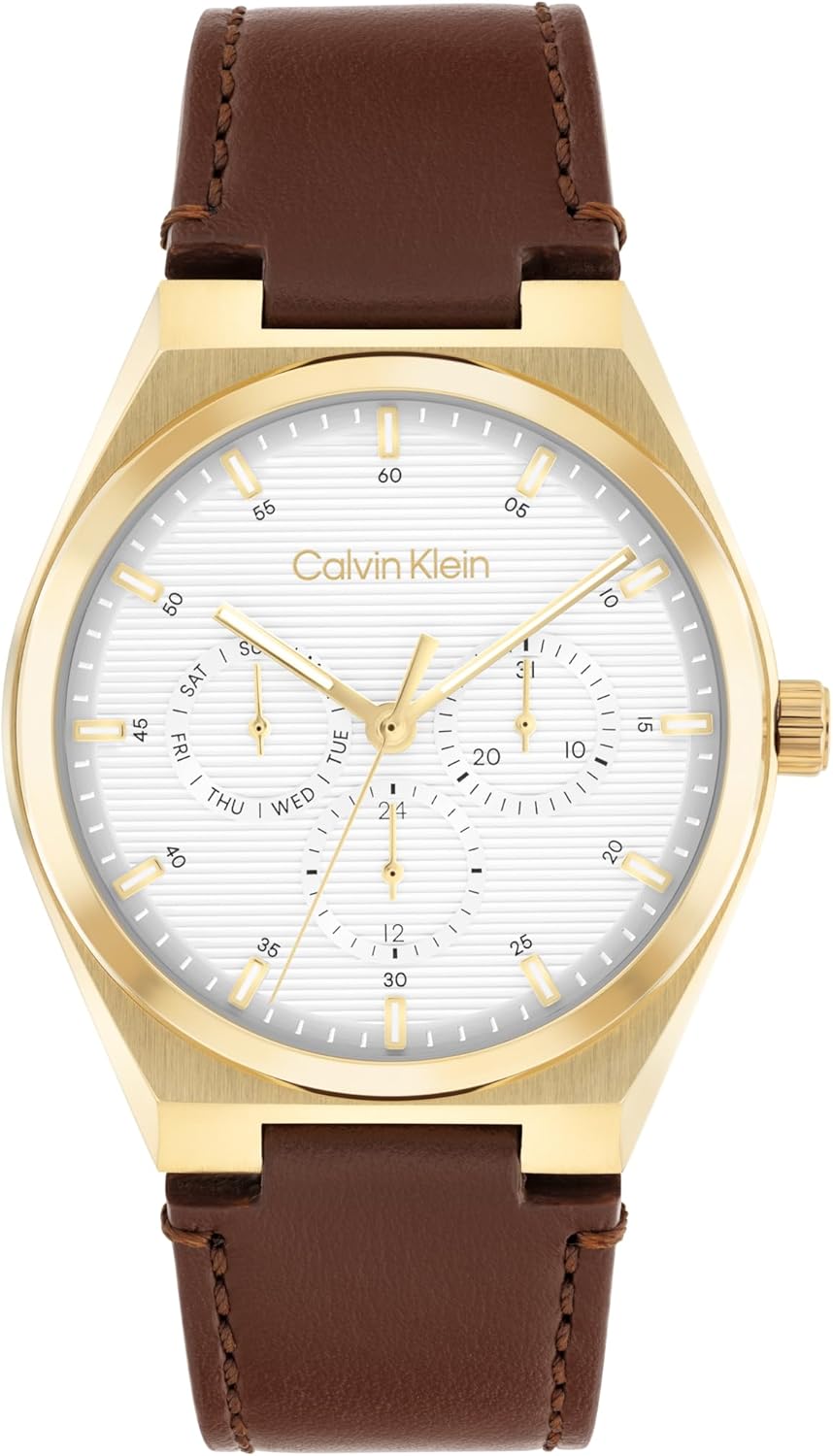 

Мужские часы Calvin Klein CK Motion из нержавеющей стали - тонкий корпус 39 мм, многофункциональные, звеньевой браслет, универсальный повседневный стиль - подарок для него, Brown