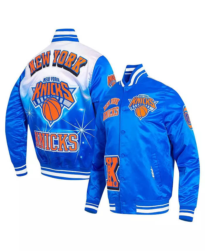 

Мужская сатиновая куртка New York Knicks Royal с полной застежкой на молнию, сублимация Pro Standard