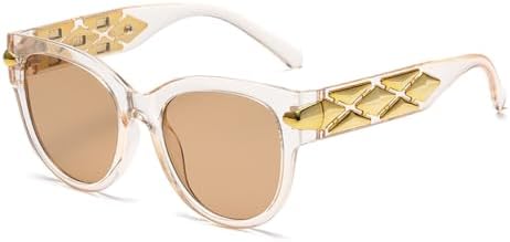 

Женские солнцезащитные очки в стиле ретро, ​​винтажные модные солнцезащитные очки для женщин, зеркальные, для улицы, защита от УФ-излучения UV400 MTZJH, Champagne Brown