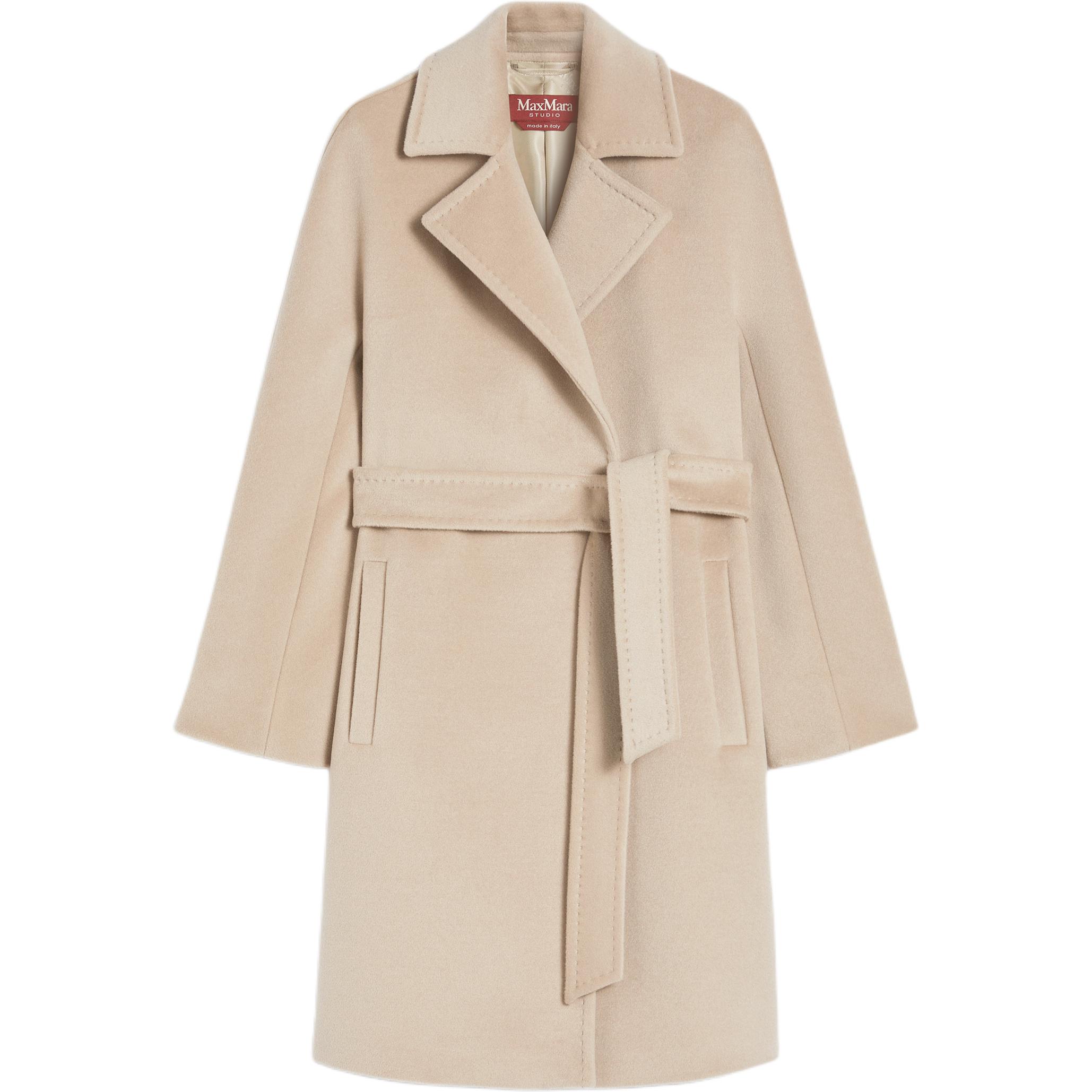 

MaxMara Studio Пальто женское бежево-абрикосовое с лацканами умеренной длины