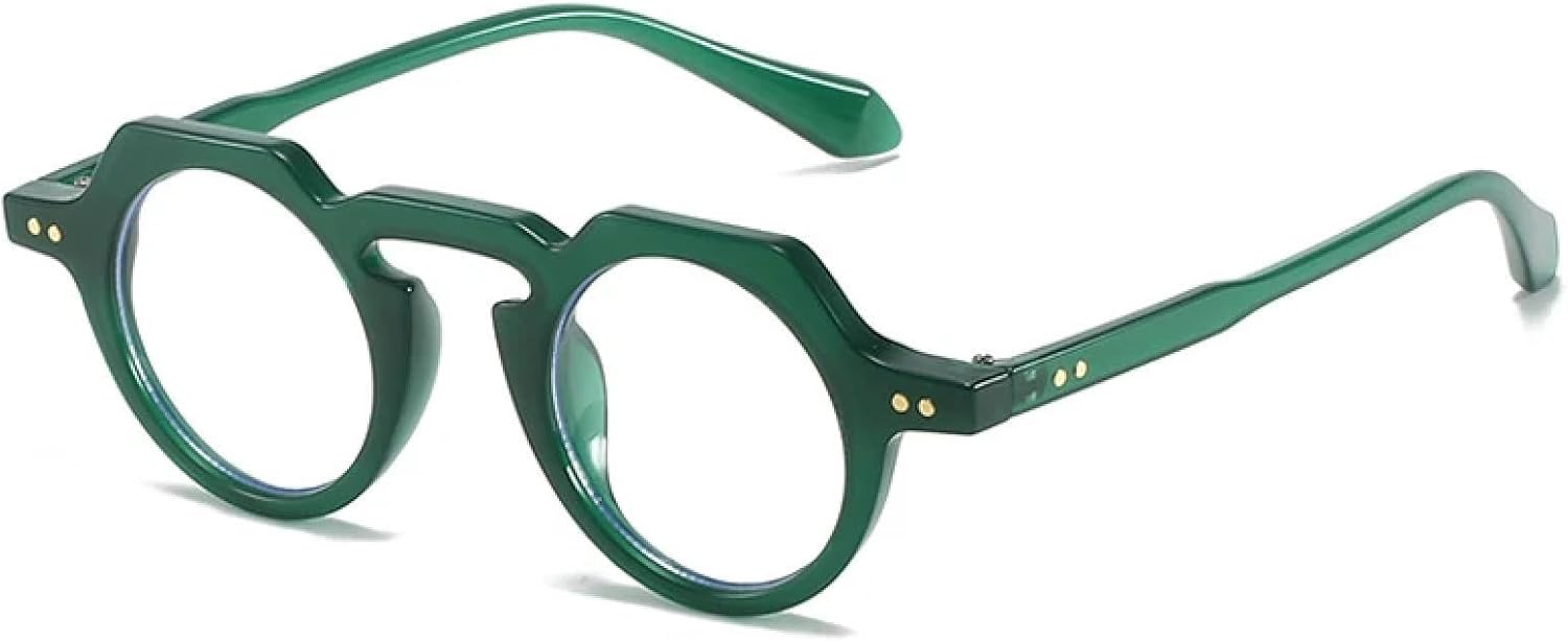 

Маленькие круглые солнцезащитные очки для мужчин, винтажные черные солнцезащитные очки в круглой оправе с заклепками, женские солнцезащитные очки UV400 TKKTLLT, Green Clear