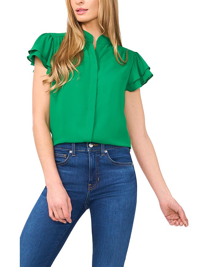 

Двойной расклешенный топ с коротким рукавом CeCe, зеленый