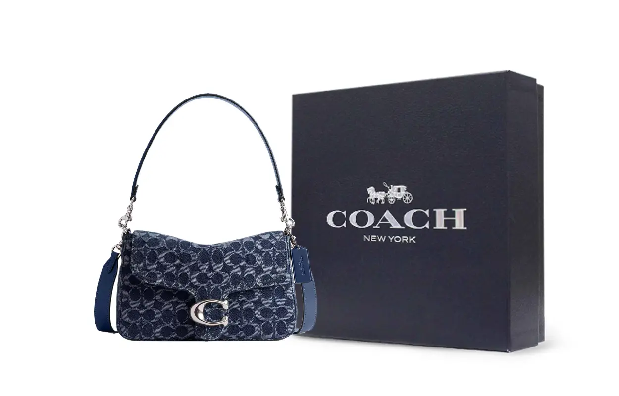 

COACH Джинсовая сумка через плечо среднего размера для женщин темно-синяя