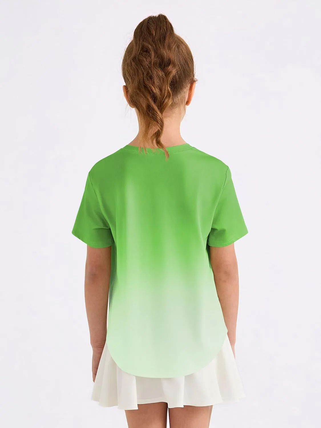 Футболка с градиентным принтом Haloumoning для девочек, Light Green — фото 4