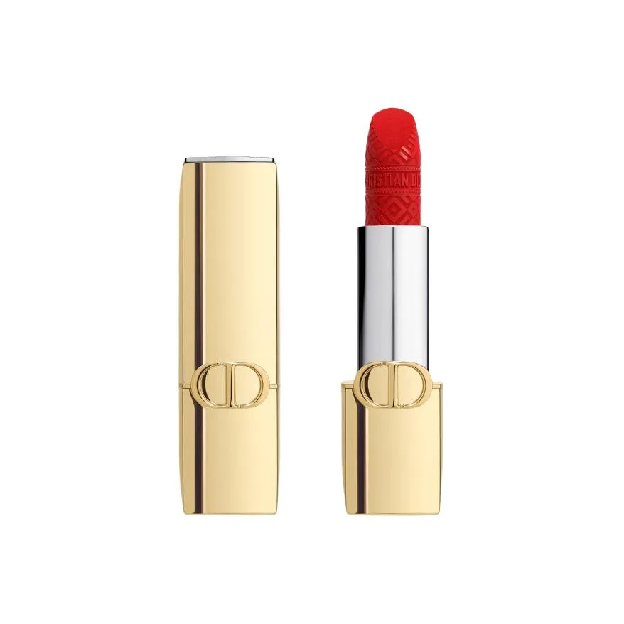 DIOR Ограниченная рождественская помада Fiery Blue Gold в тюбике, бархатистая, легко растушевывается, осветляющая, #999V