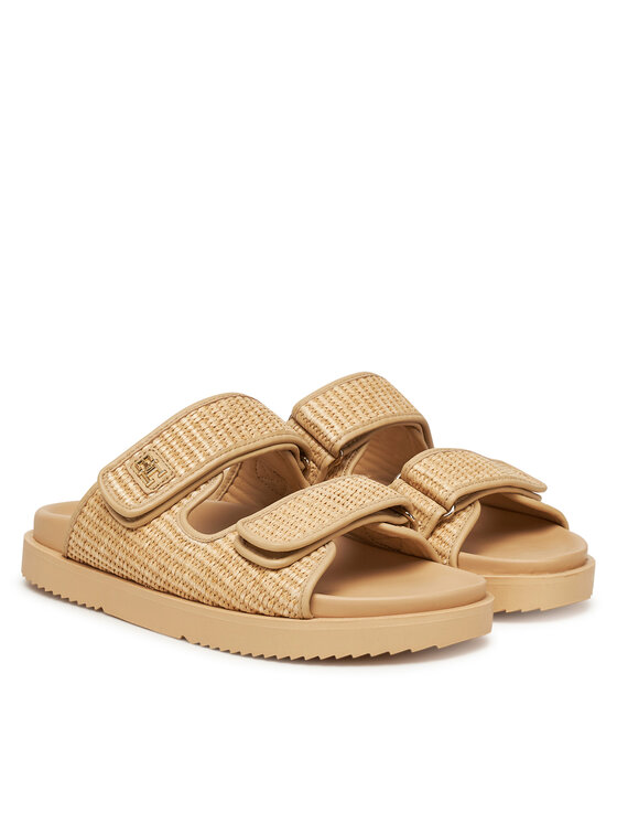 Мюли Double Strap Raffia FW0FW08940 Tommy Hilfiger, бежевый — фото 2
