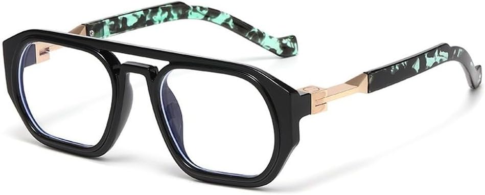 

Ретро-солнцезащитные очки с многоугольными квадратными двойными перемычками для женщин, защита от УФ-излучения UV400, модные прозрачные градиентные линзы, трендовая оправа для мужчин SKFGNX, Black Green Pattern