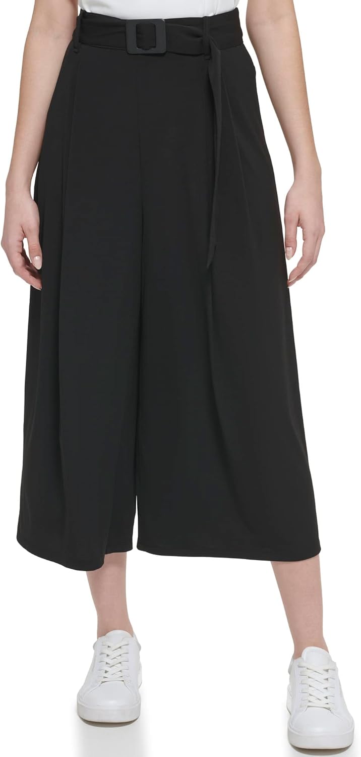 Женские повседневные укороченные брюки Calvin Klein Wide Leg, Black — фото 4