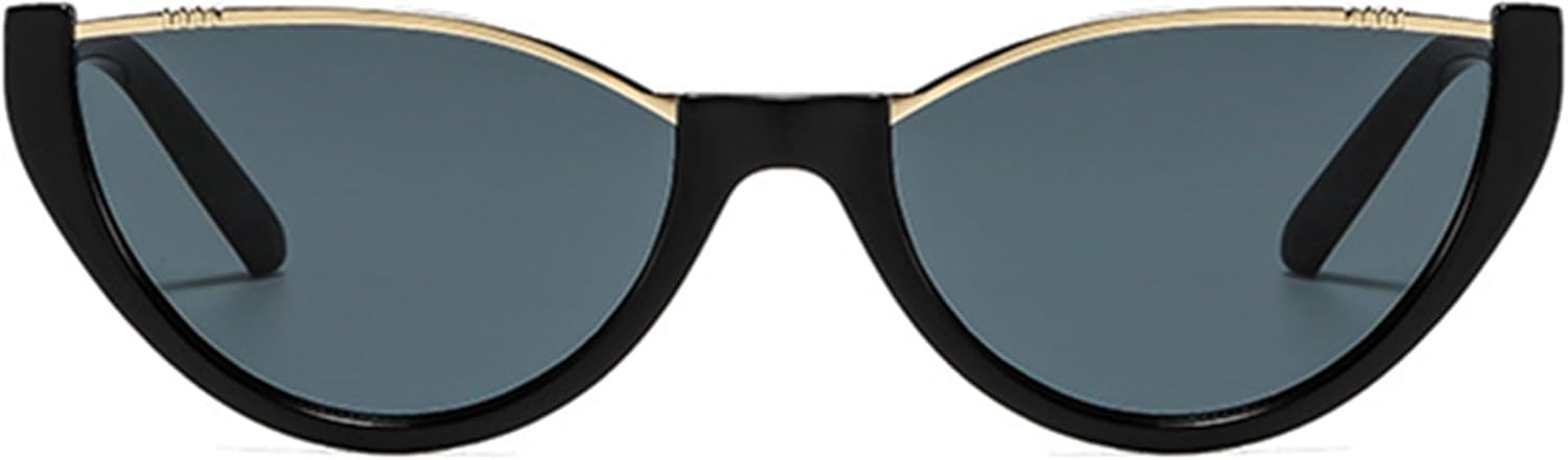 

Женские солнцезащитные очки Bullabulling овальной формы «кошачий глаз», ретро-стиль, модные узкие солнцезащитные очки в стиле 90-х, дизайнерские солнцезащитные очки, Black Gray