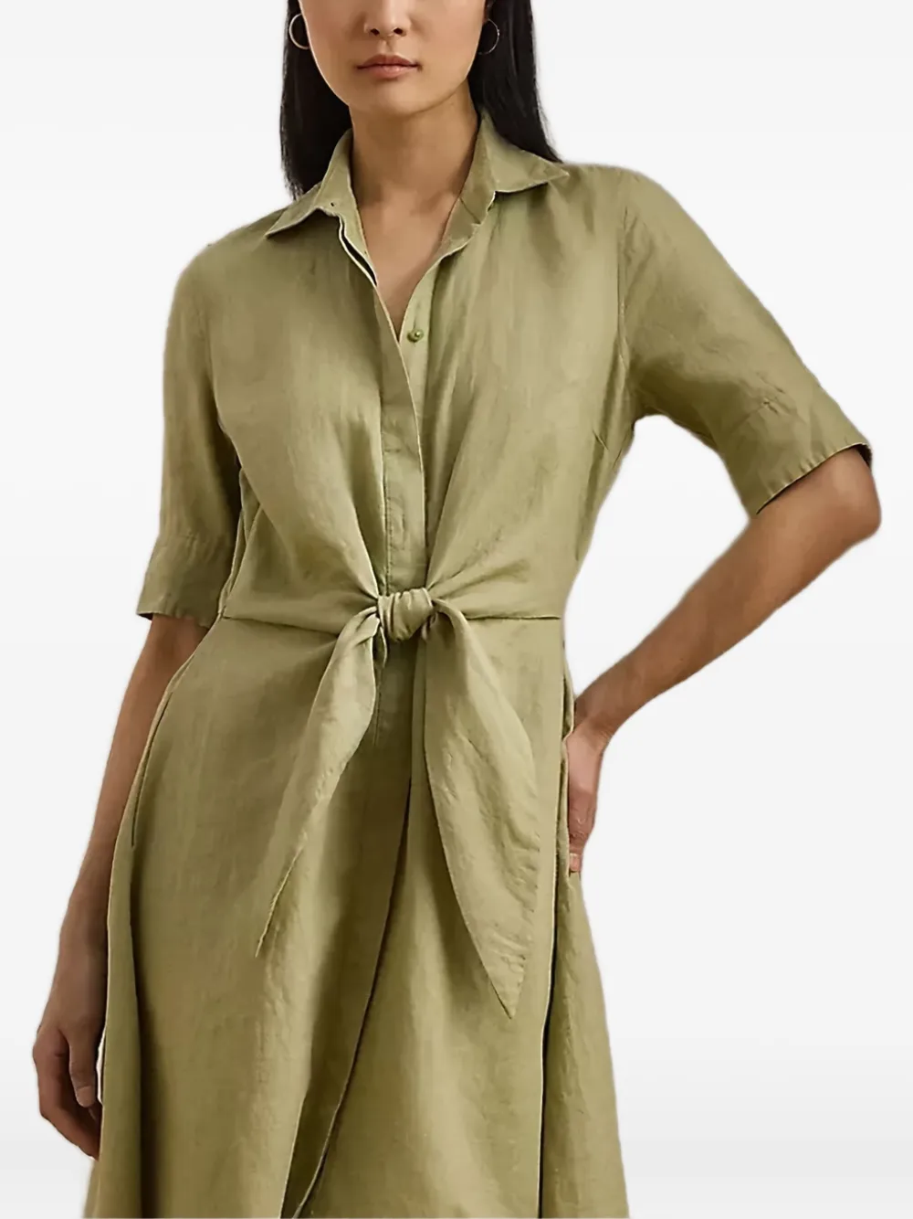 

Платье-рубашка с завязкой спереди Lauren Ralph Lauren, зеленый
