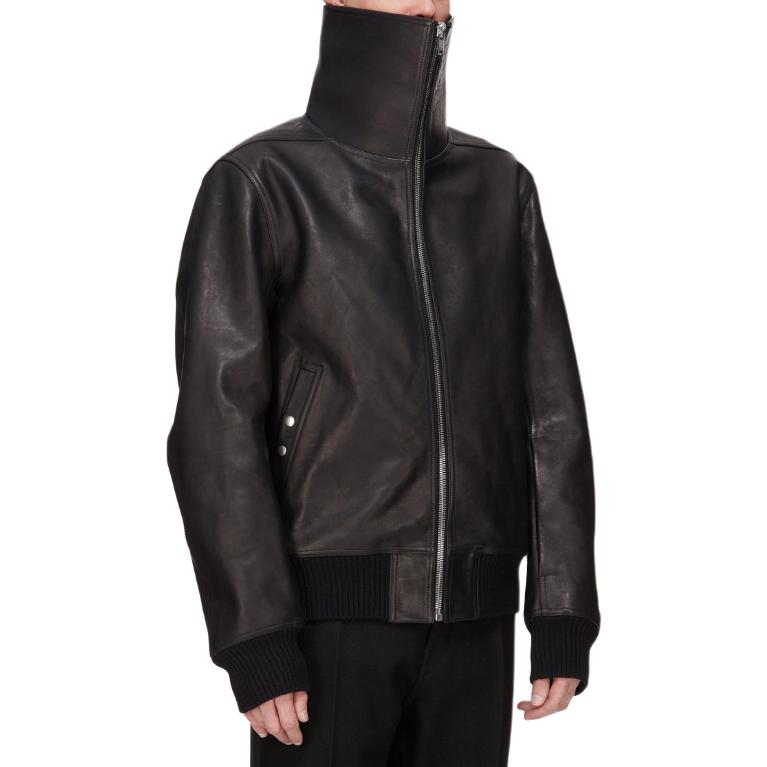 RICK OWENS Складной водолазный кожаный жакет, Black — фото 4