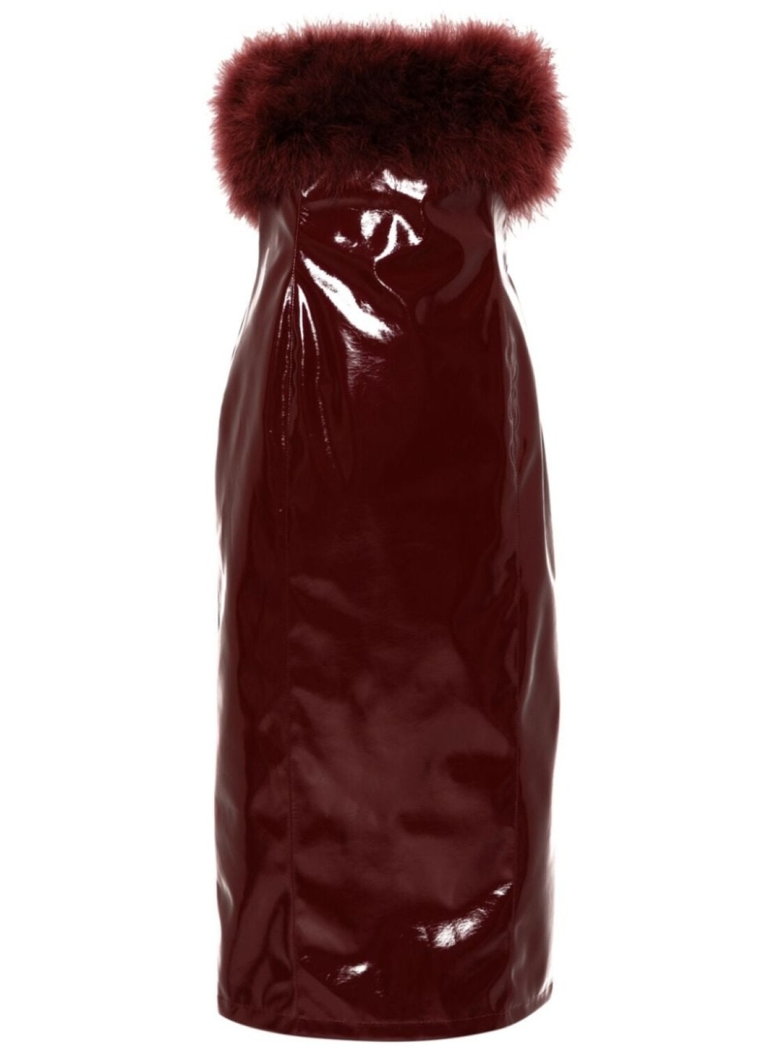 

Blumarine платье миди из лакированной ткани с перьями марабу, красный
