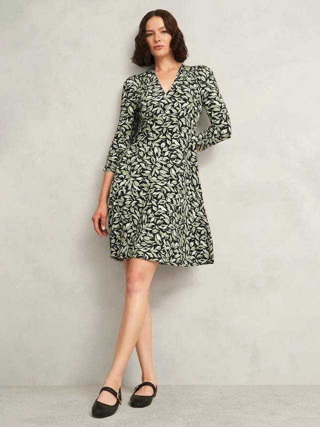 

Платье Elosie Floral с V-образным вырезом из джерси мини Hobbs, Navy/Multi