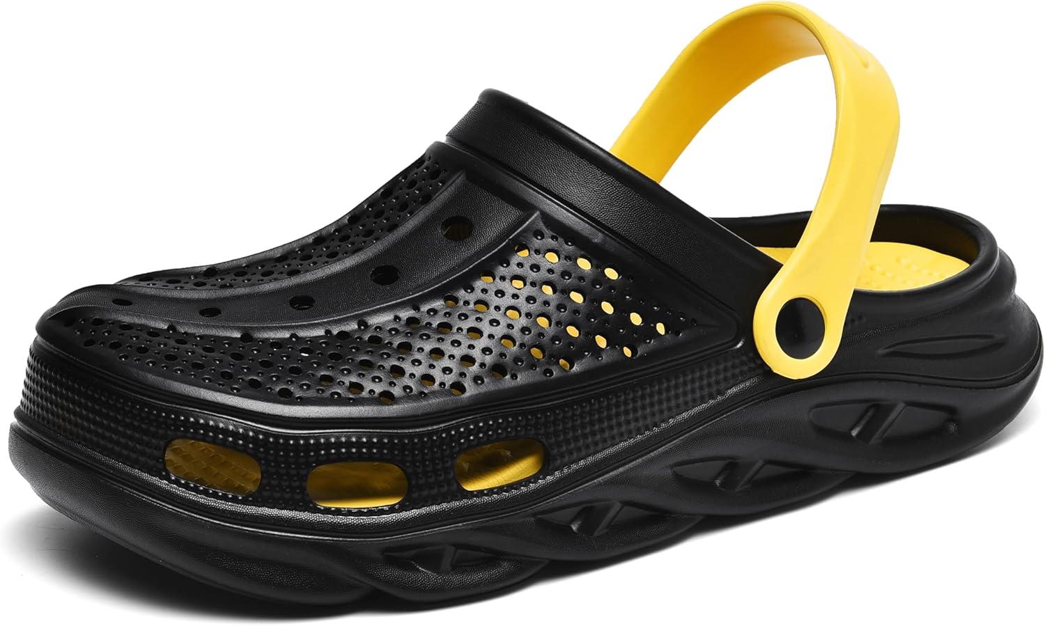 

Садовые сабо с поддержкой свода стопы, сандалии, подушка для восстановления после фасциита, стельки Clootess, черный/желтый