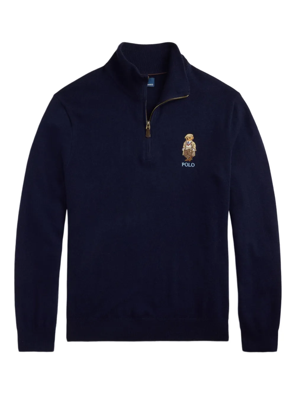 

Пуловер с вышитым логотипом и застежкой-молнией на половину длины POLO RALPH LAUREN, синий