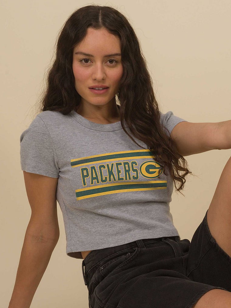 

Футболка с надписью «Малышка Грин-Бэй Пэкерс» Junk Food Clothing, цвет heather grey - packers