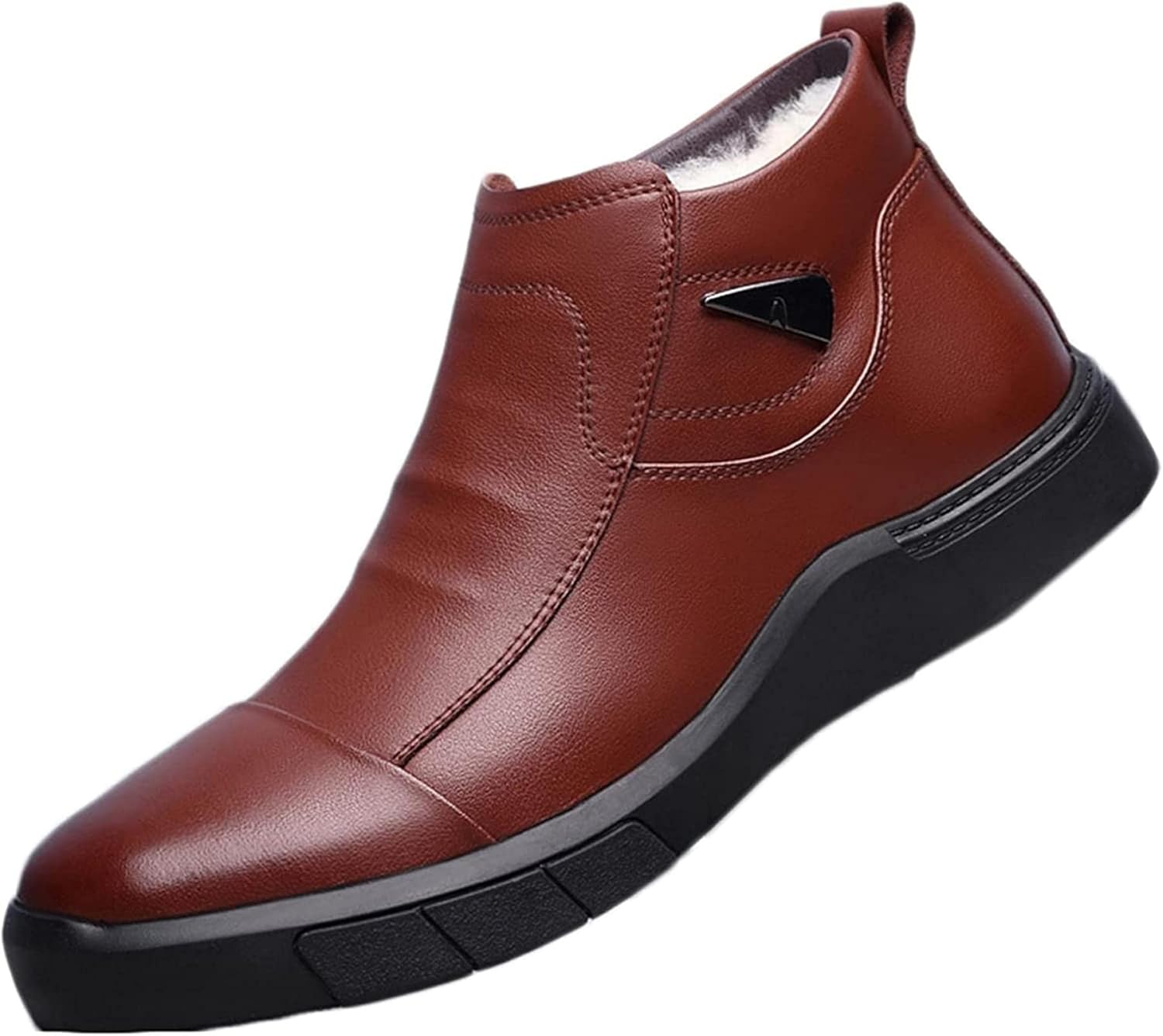 

Мужские короткие кожаные ботинки Yiozoi, высокие, ветроустойчивые, с теплым плюшем, деловые, повседневные ботинки на щиколотку, черный