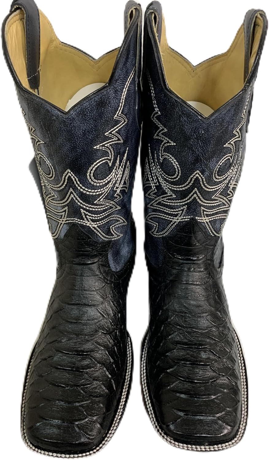 

Мужские ковбойские сапоги Bonus из натуральной коровьей кожи с питоновым принтом, с квадратным носком для родео, подарок, черный