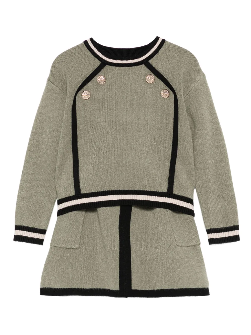 

Трикотажный костюм с юбкой и пуговицами Abel & Lula, зеленый