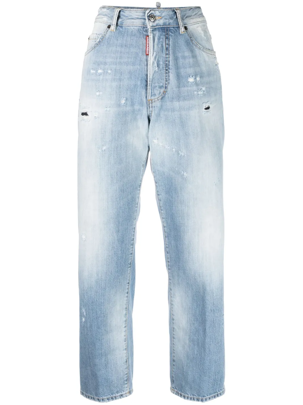 

Укороченные джинсы из вареного денима DSQUARED2, синий