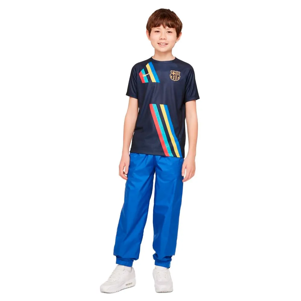 Футболка с коротким рукавом Nike FC Barcelona 22/23 Dri Fit pre match Away junior, синий — фото 4