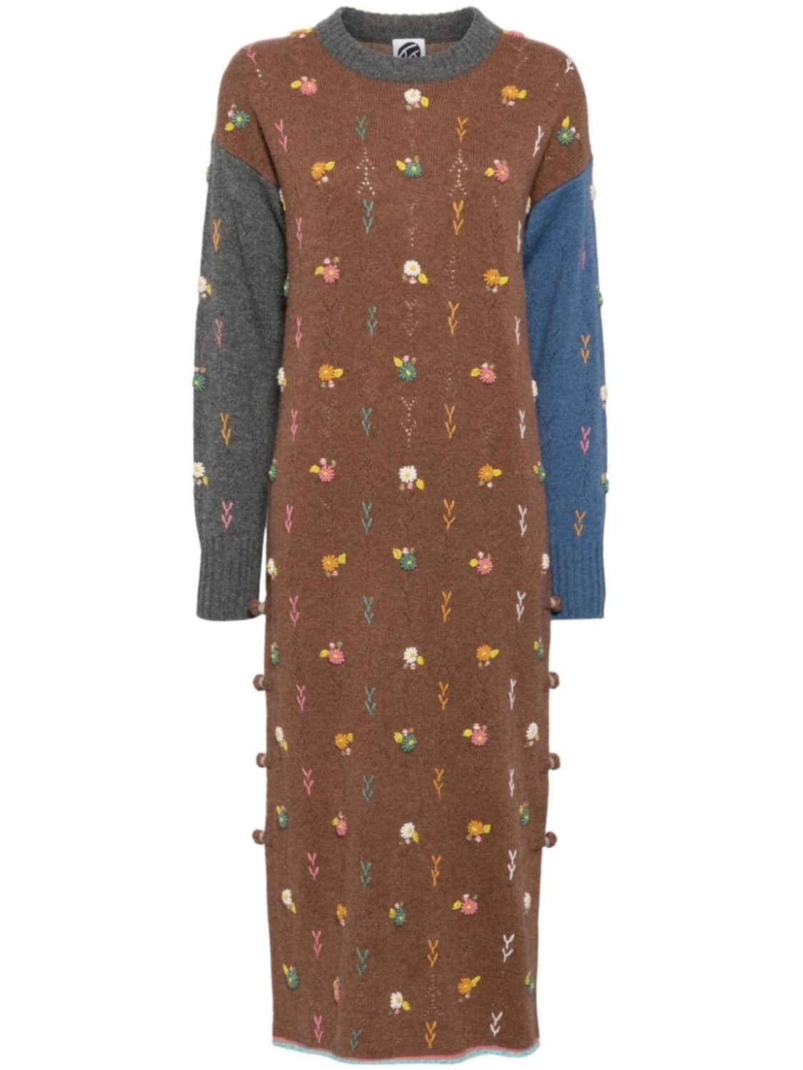 

YANYAN KNITS юбка с вышивкой, связанная ажурным узором, коричневый