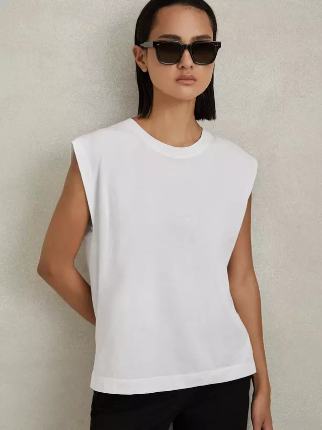 

Футболка Reiss Morgan Cap Sleeve Cotton, белый