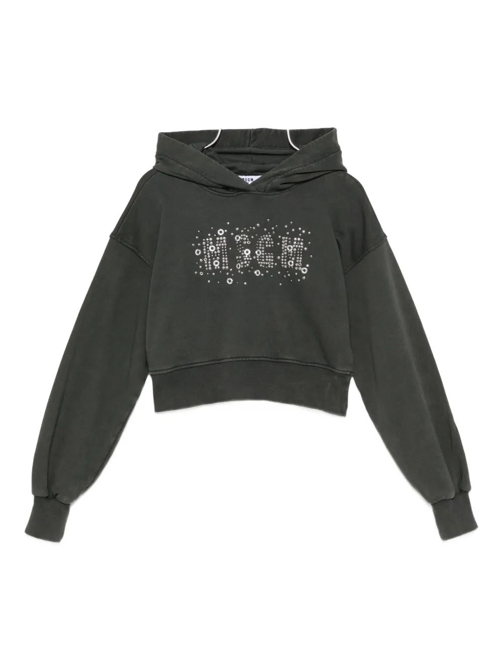

Толстовка с капюшоном, украшенная кристаллами MSGM Kids, серый