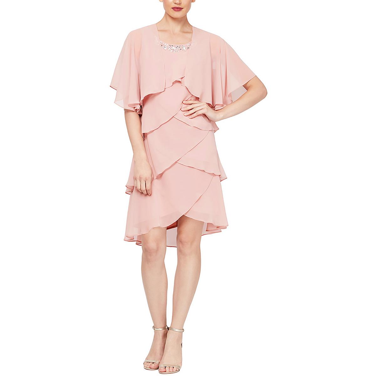 

Женское платье Petites длиной до колена с отделкой из двух частей SLNY, цвет faded rose