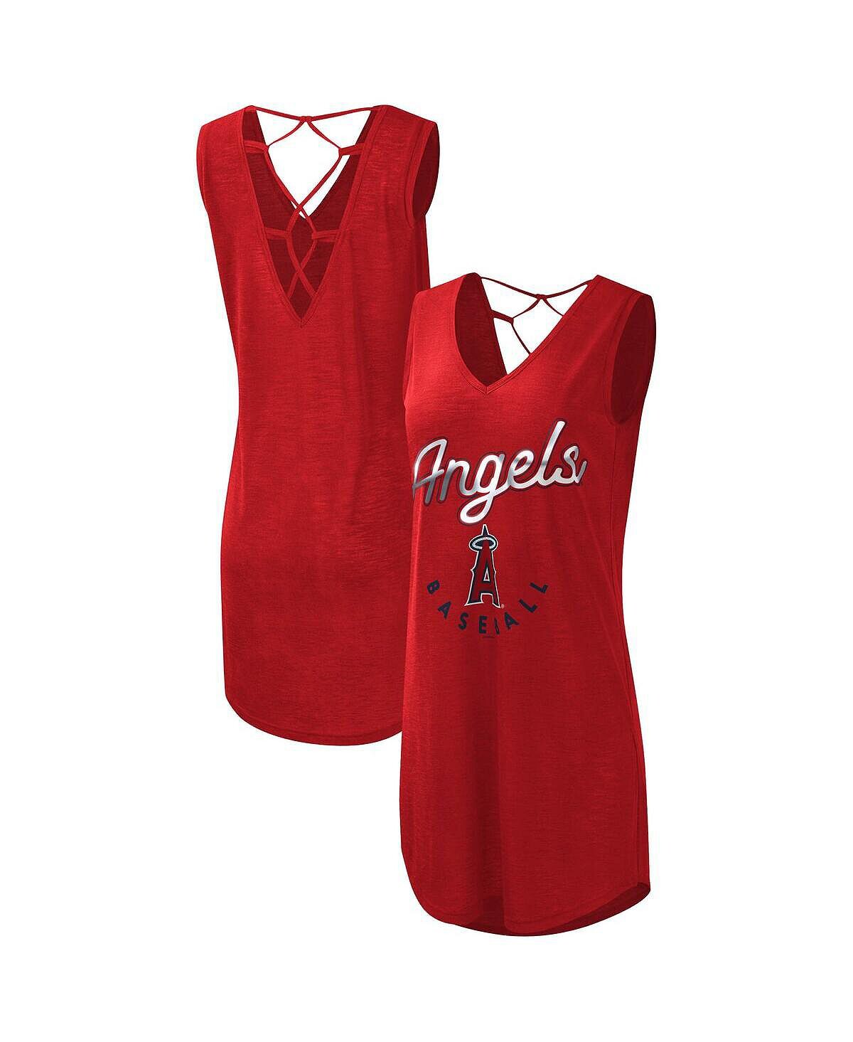 

Женское красное пляжное пляжное платье с v-образным вырезом Los Angeles Angels Game Time Slub G-III 4Her by Carl Banks, красный