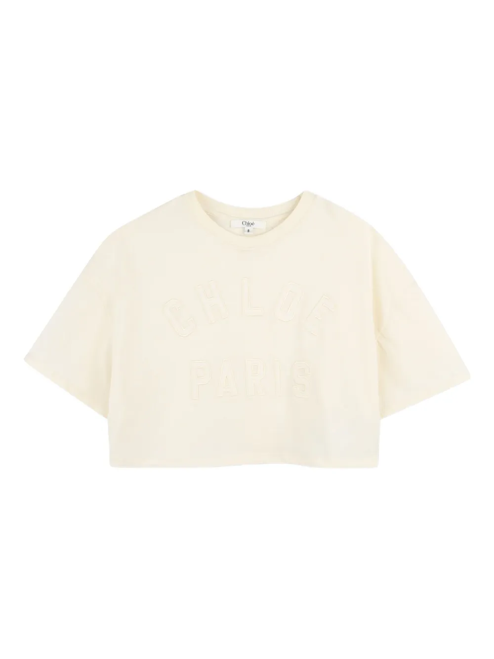 

Укороченная футболка с тисненым логотипом Chloé Kids, нейтральный