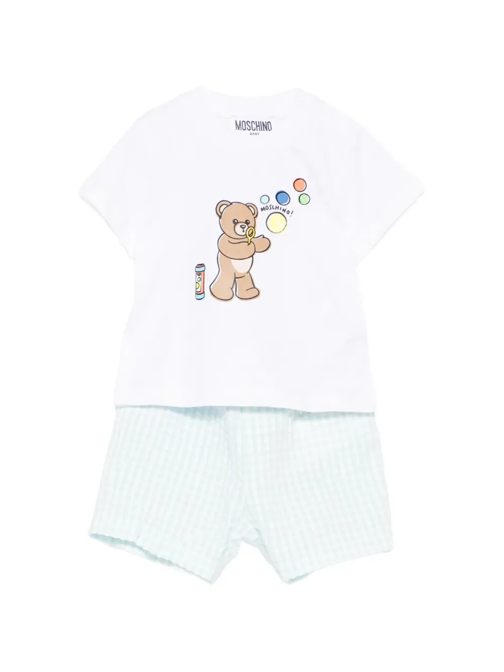Комплект клетчатых шорт Moschino Kids, белый