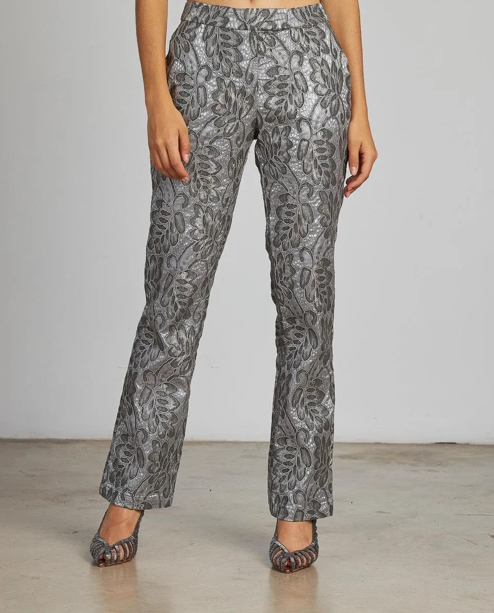 

Женские прямые брюки с принтом и металлическим эффектом Alma en Pena, серебряный