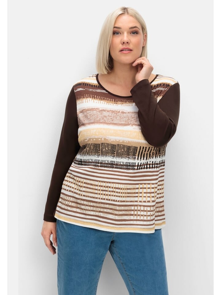 

Футболка sheego Langarmshirt, цвет hellbraun gestreift