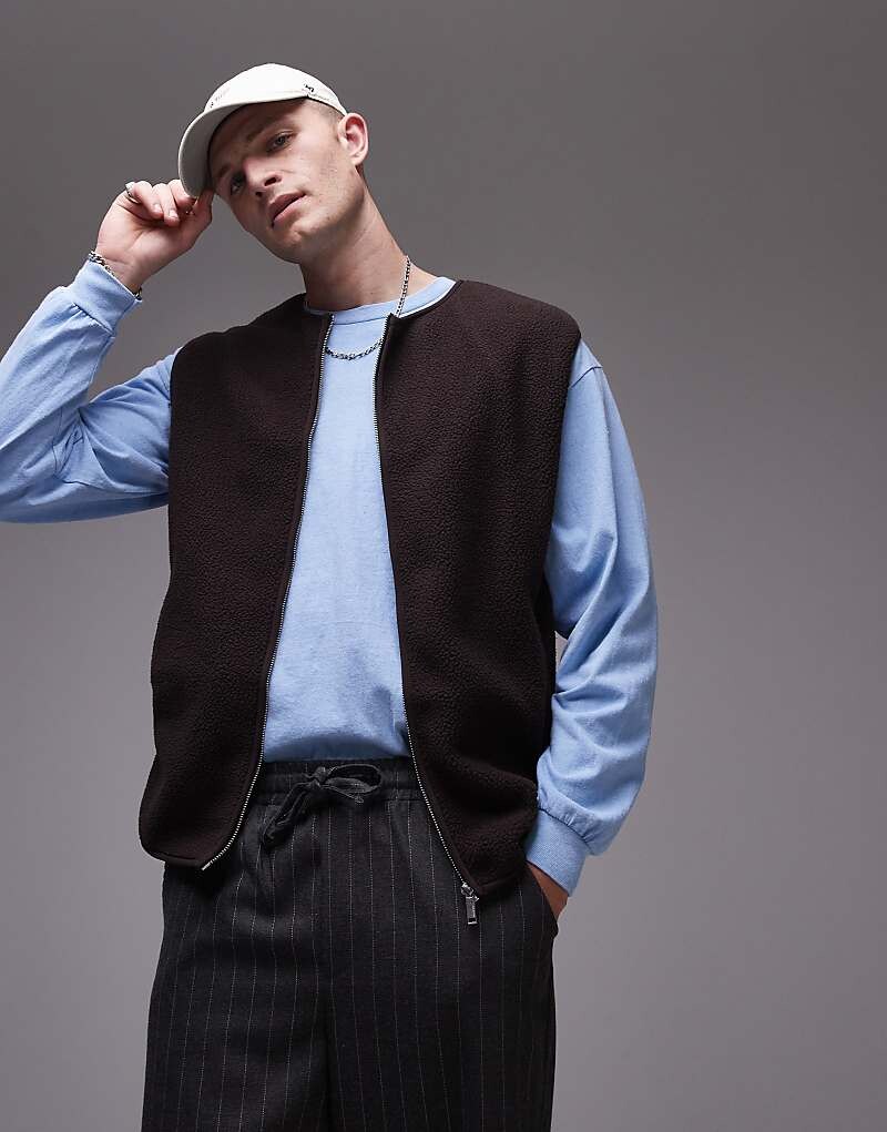 

Коричневый меховой жилет Selected Homme