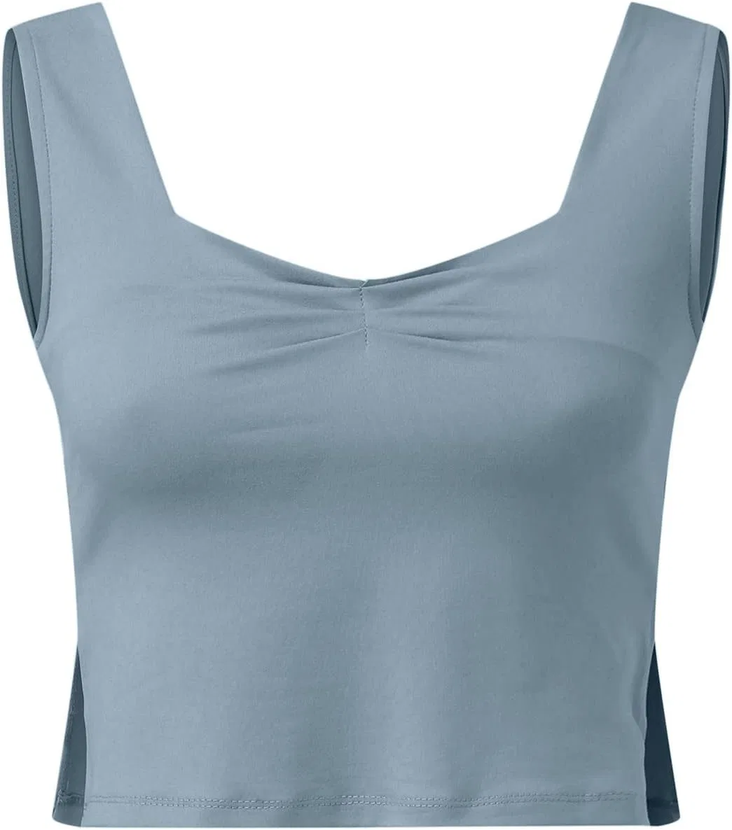 Блуза, женская, летняя, без рукавов, с декольте Tank Top, голубой (светлый) — фото 2