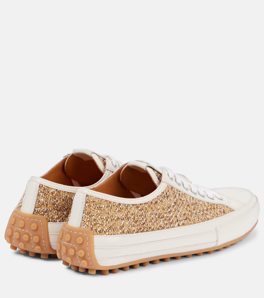 Кроссовки из твида с кожаными вставками Tod's, Cappuccino — фото 2