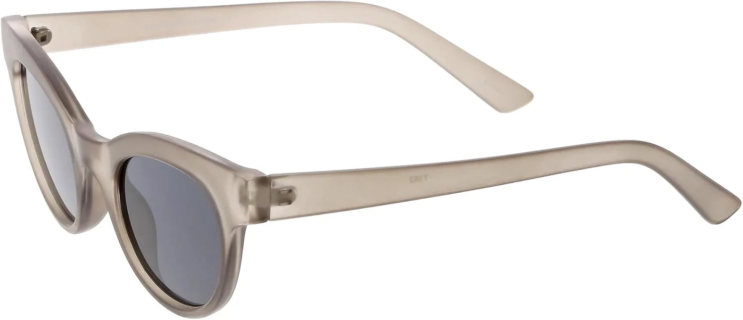 

zeroUV - Женские солнцезащитные очки в оправе из рога с круглыми линзами нейтрального цвета, модель «кошачий глаз», диаметр линз 47 мм, Matte Smoke / Smoke