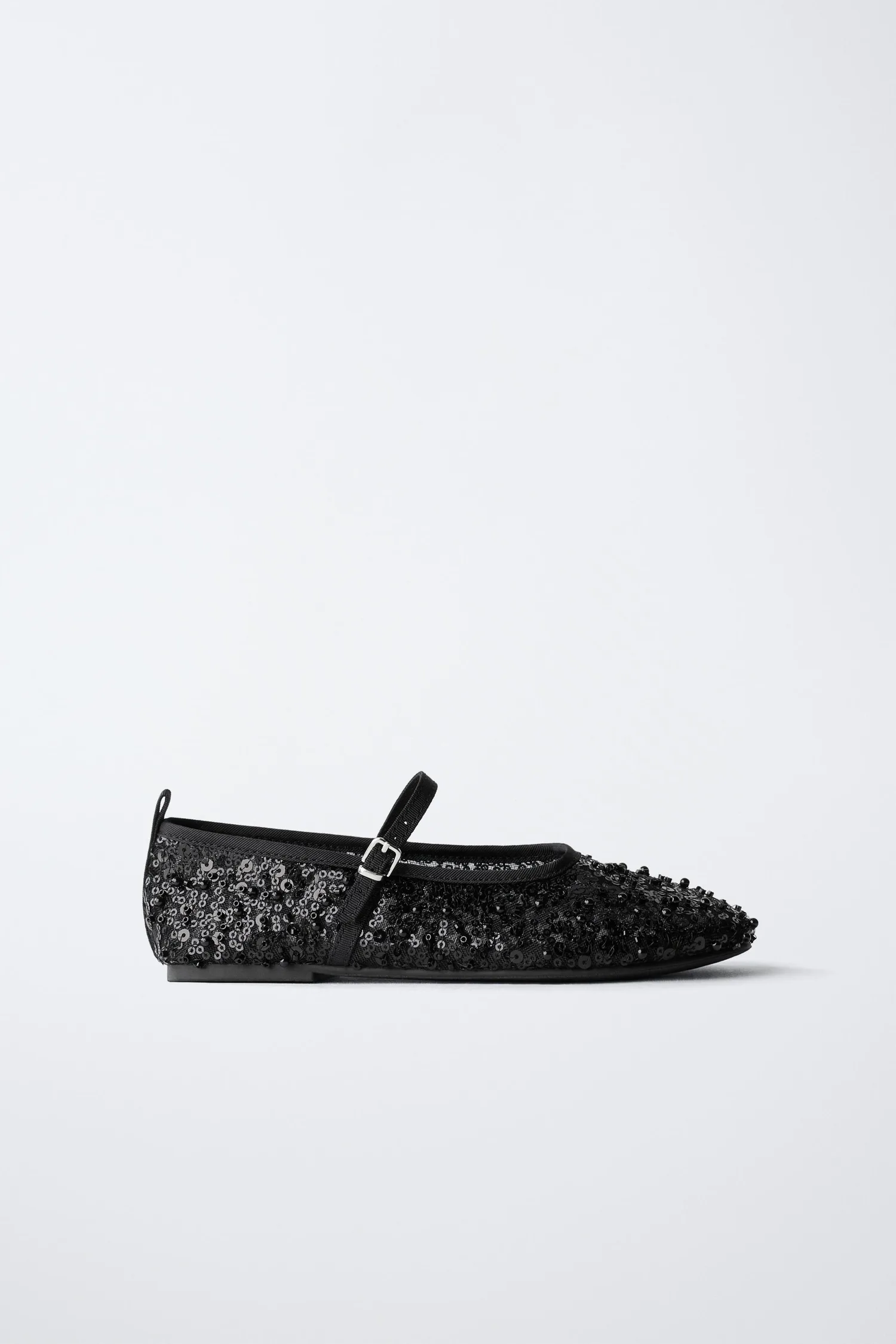 Туфли ballerinas with pearl details and buckle Zara, черный — фото 2