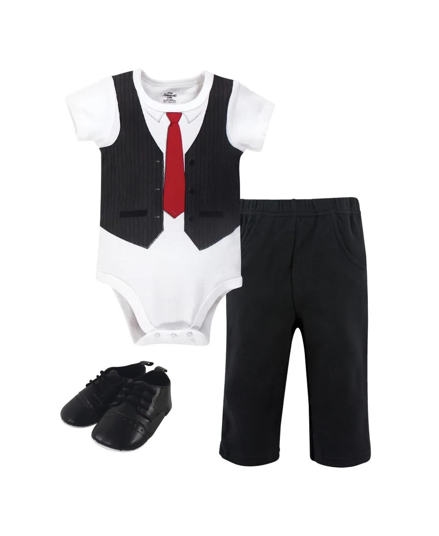 Комплект детской одежды Treasure Cotton из 3 предметов, включающий обувь Little Treasure, черный красный vest