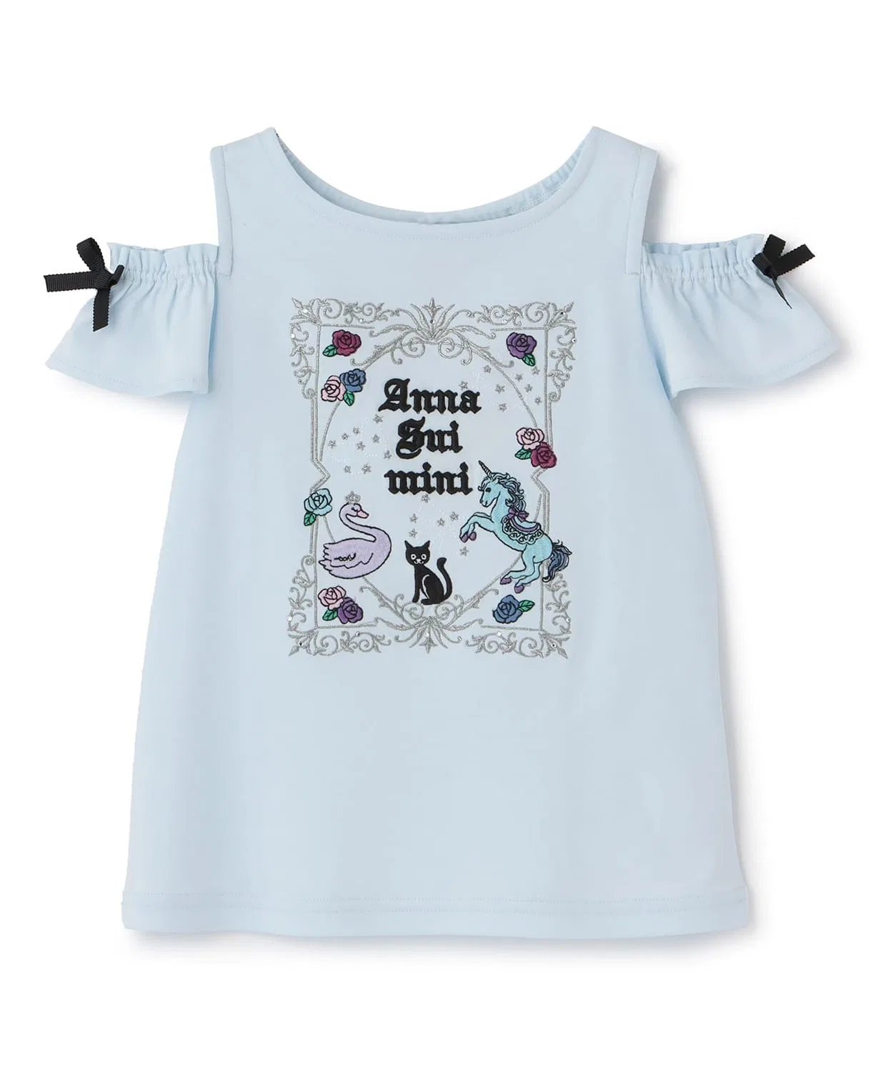 Детская футболка с вышивкой созвездий ANNA SUI mini светло-голубого цвета