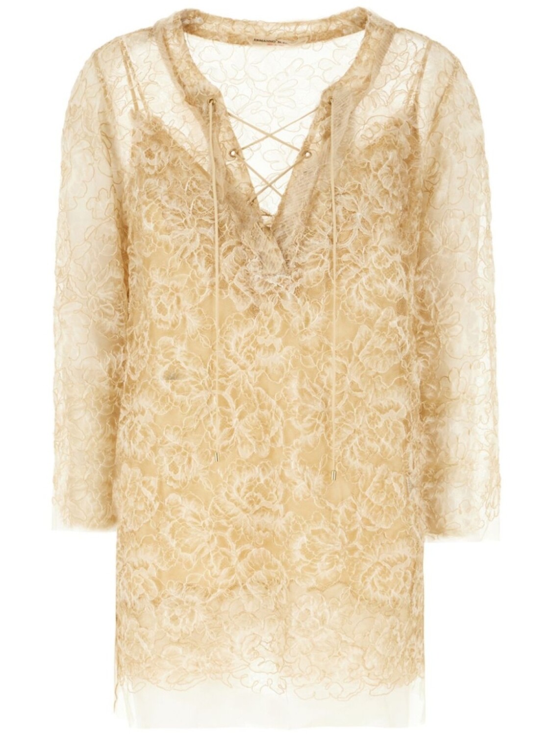 

Блузка с цветочным кружевом Ermanno Scervino, нейтральный цвет