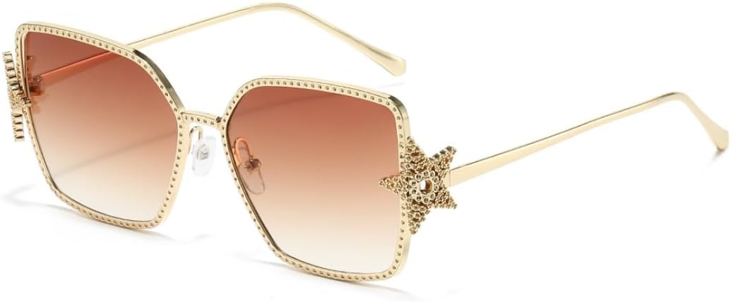 

Роскошные женские солнцезащитные очки, модные, с пятью звездами, увеличенного размера, в винтажном стиле, летние, с градиентными линзами, металлическая оправа, защита от УФ-излучения UV400 VFDHN, 98138-c4